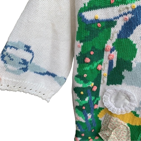 Vintage Eagle’s Eye Bunny Rabbit Cardigan Sweater Medium - Picture 5 of 7